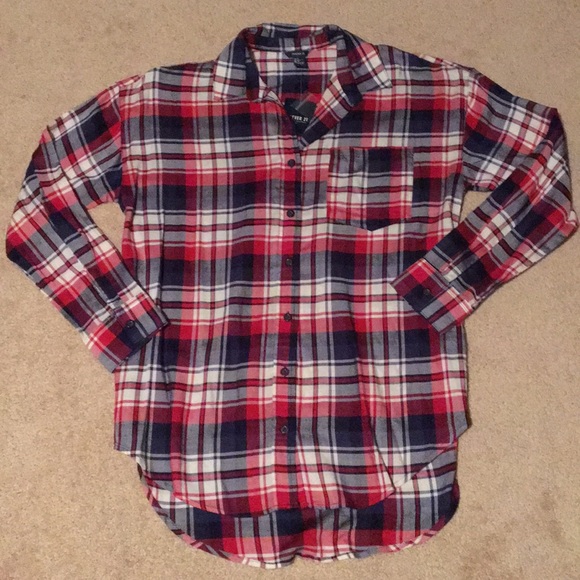 NWT Plaid Rayon Button Down - Picture 1 of 8